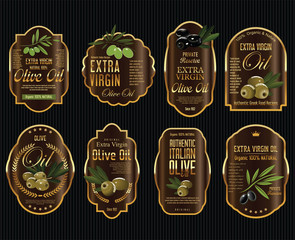 Wall Mural - Olive oil retro vintage gold and black labels collection