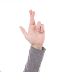 Man hand sign isolated on white background