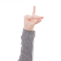 Man hand sign isolated on white background