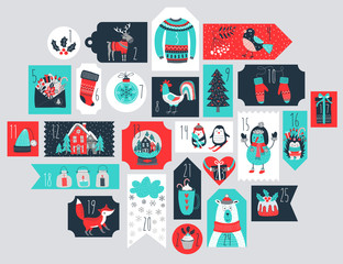 Canvas Print - Christmas advent calendar, hand drawn style.