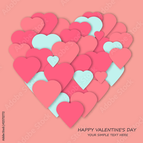 Bright Pink Paper Hearts Vector Background Vector Hearts Collage