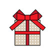 Gift box icon with a bow, isolated on white background.