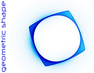Poster - Blue geometric shape with round hole on white