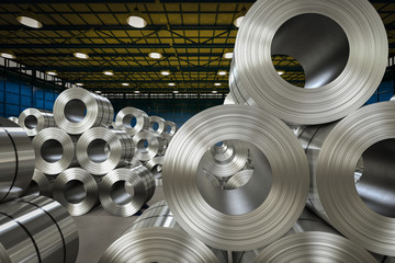 roll of steel sheet in factory