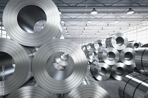 Fotomural roll of steel sheet in factory