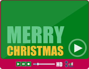 Fototapete - Flat design button. merry christmas words on media player