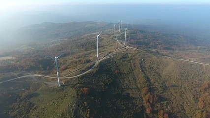 Wall Mural - Aerial view of wind turbine blades