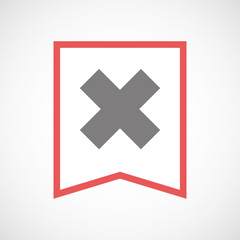 Sticker - Isolated line art ribbon icon with an x sign