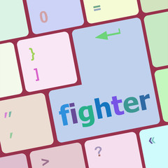 Poster - fighter button on computer pc keyboard key