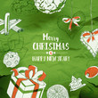 Christmas Card With Sketches on green
