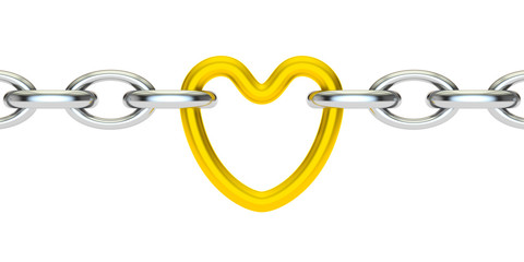 Poster - heart connected chain, 3D rendering