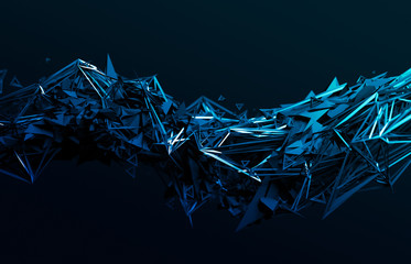 Poster - abstract 3d rendering of chaotic surface. contemporary background with futuristic polygonal shape. d