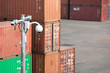 Closeup of traffic security camera surveillance (CCTV) on the port Import, Export,Logistic