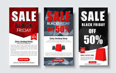 Poster - Set of web banner for sales on Black Friday