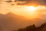 Fototapeta Na ścianę - Beautiful sunset in the mountains