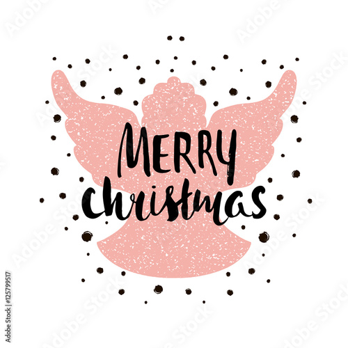 marry christmas silhouette of a christmas angel with unique lettering hand drawn design element - A Christmas Angel marry christmas silhouette of a christmas angel with unique lettering hand drawn design element - A Christmas Angel