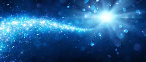 Wall Mural - magic christmas star with shiny trail