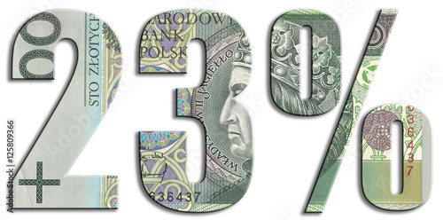 Plakaty do biura rachunkowego 23-vat-tax-level-in-poland-pln-or-polish-zloty-texture