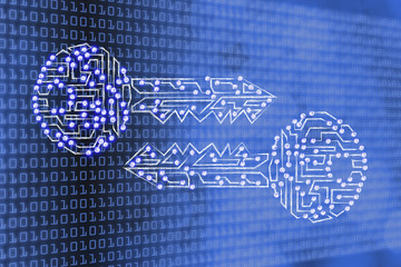 matching keys made of circuits & led lights, encryption & crypto