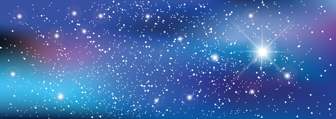 Universe with stars. Matrix of glowing stars. Space background.