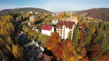 Sticker - aerial view of the Yaremche town located at near the Carpathian Mountains