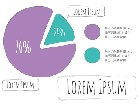 Simple pie chart in doodle style. Business strategy diagram infographics. Vector EPS 10