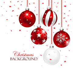 Wall Mural - red christmas balls