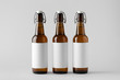 Beer Bottle Mock-Up - Three Bottles. Blank Label