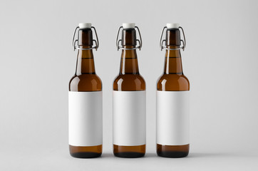 Wall Mural - Beer Bottle Mock-Up - Three Bottles. Blank Label