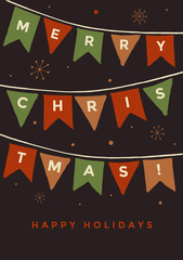 Wall Mural - christmas card. holiday flags. hand drawn christmas and new year vector elements. this illustration 
