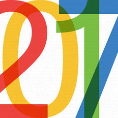Poster - 2017 typography. Happy New Year 2017. On white paper. Design ele