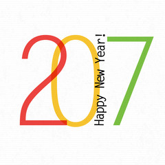 Poster - Happy New Year 2017. On white paper. Design element for holiday