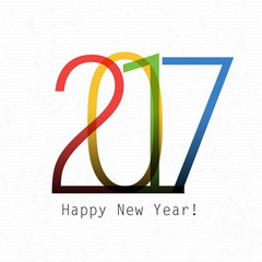 Poster - Happy New Year 2017. On white paper. Design element for holiday