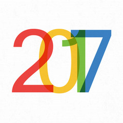 Poster - Happy New Year 2017. On white paper. Design element for holiday