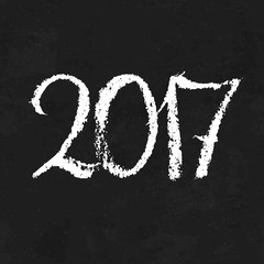 Poster - Happy New Year 2017. On blackboard