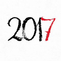 Poster - Happy New Year 2017. On white paper. Design element for holiday