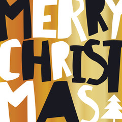 Wall Mural - Merry Christmas Gold Greeting Card.