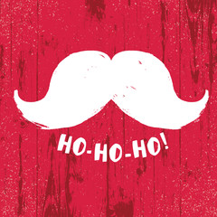 Poster - Ho-Ho-Ho! Gold letters on black textured background. White moust