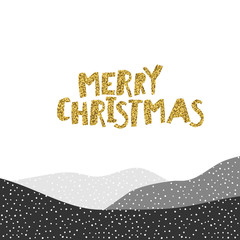 Aufkleber - Merry Christmas postcard. Christmas typography glitter gold. Dee