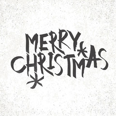 Poster - Merry Christmas Vintage Monochrome Lettering with snowflake symb