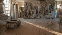 Wide Shot Of Great Altar Of Pergamon In Situ