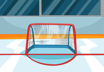 Cartoon background of ice hockey rink.