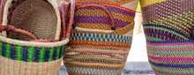 Colorful Woven Shopping Baskets From Ghana