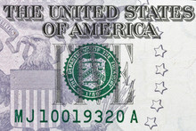 US Five Dollar Bill Closeup Macro