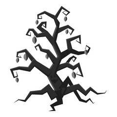 Sticker - Scary tree icon. Gray monochrome illustration of scary tree vector icon for web