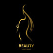 Vector template logo for beauty salon stylized long haired woman