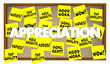 Appreciation Praise Thanks Recognition Notes 3d Illustration