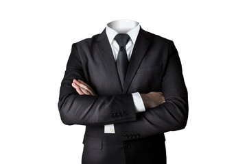 businessman without head isolated crossed arms