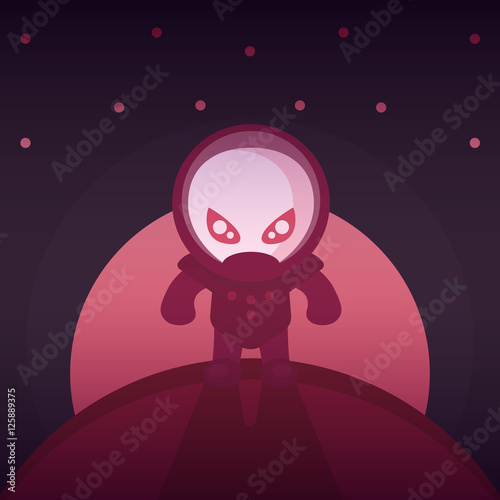 Fotografie, Obraz alien in space suit on another planet, sci-fi vector illustration