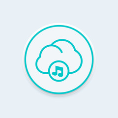 Poster - music in cloud line icon, sign, vector illustration